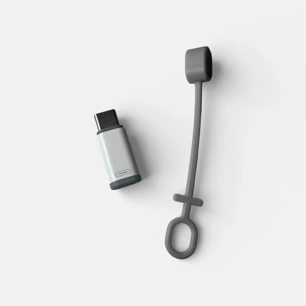 iPhone Lightning Port to USB-C Gray Adapter with Strap Photo & Data Transfer NWT